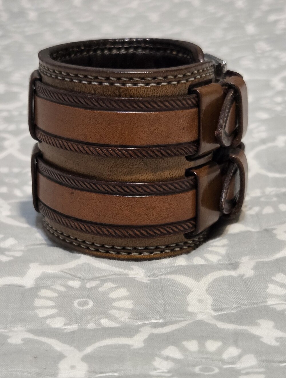 Handmade Cuff With Rope Embossed Straps - Picture 4 of 10